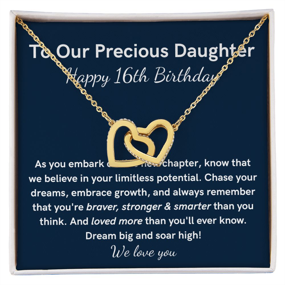 16th Birthday daughter heart necklace gift from Mum and Dad