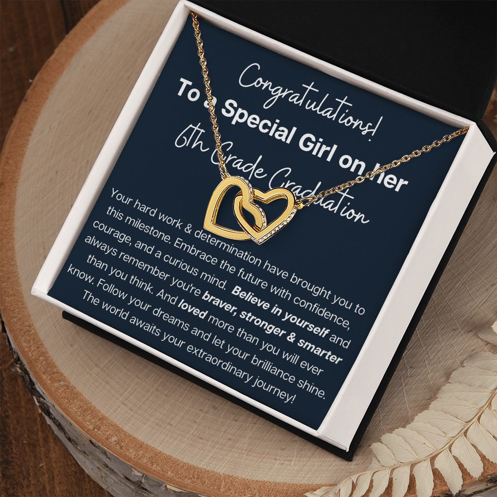 6th Grade Graduation gift for daughter niece heart necklace