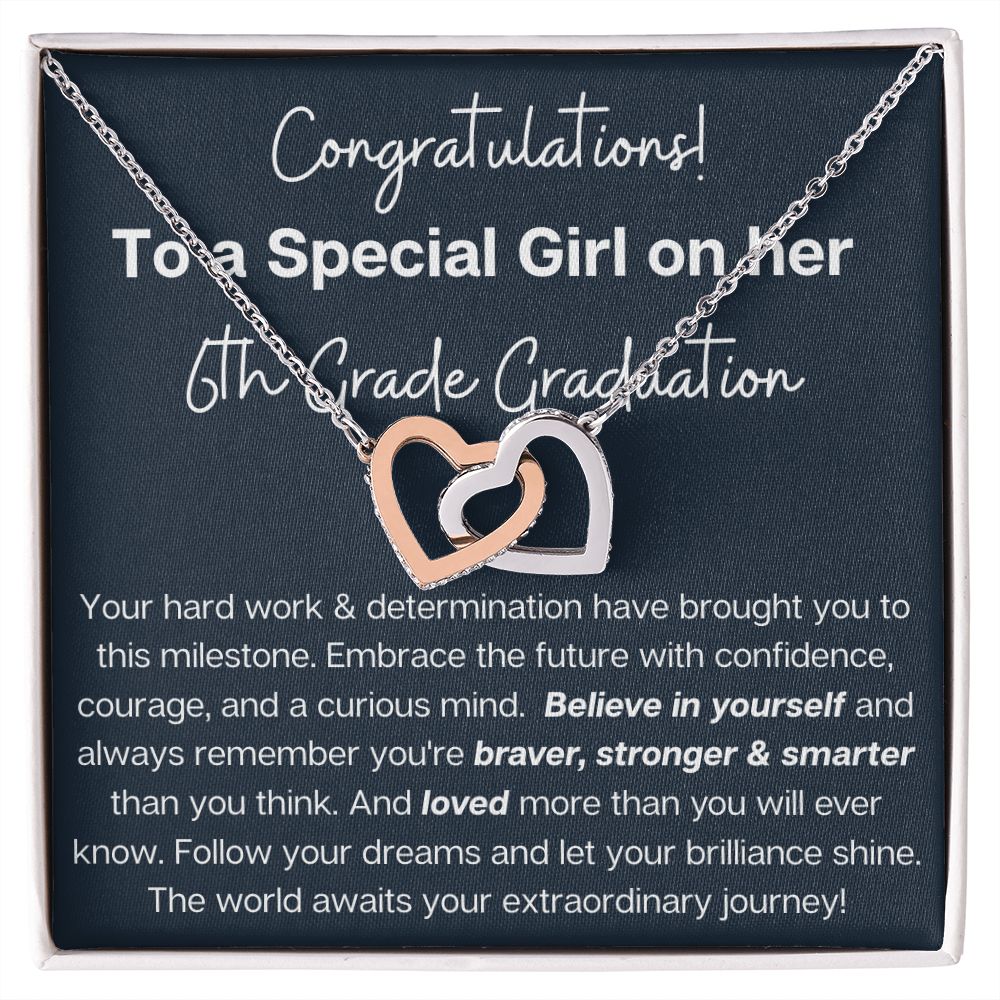 6th Grade Graduation gift for daughter niece heart necklace