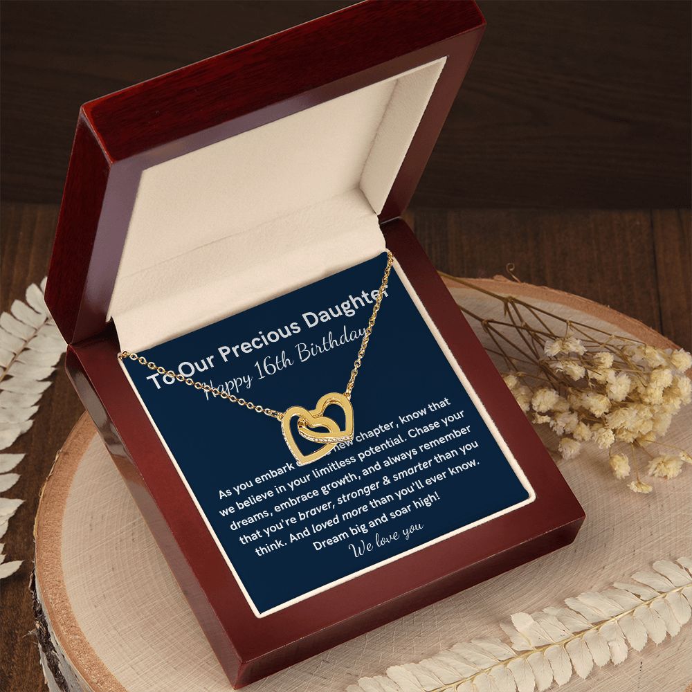 16th Birthday daughter heart necklace gift from Mum and Dad