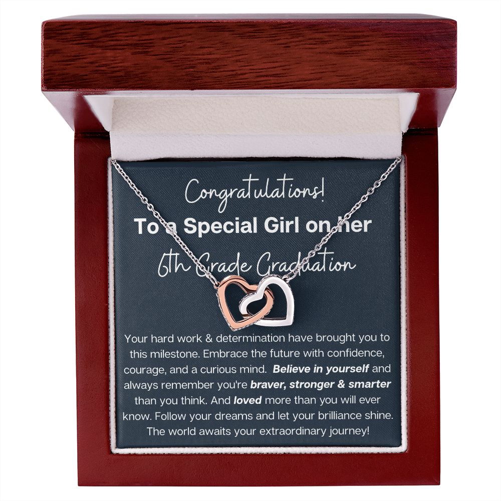 6th Grade Graduation gift for daughter niece heart necklace