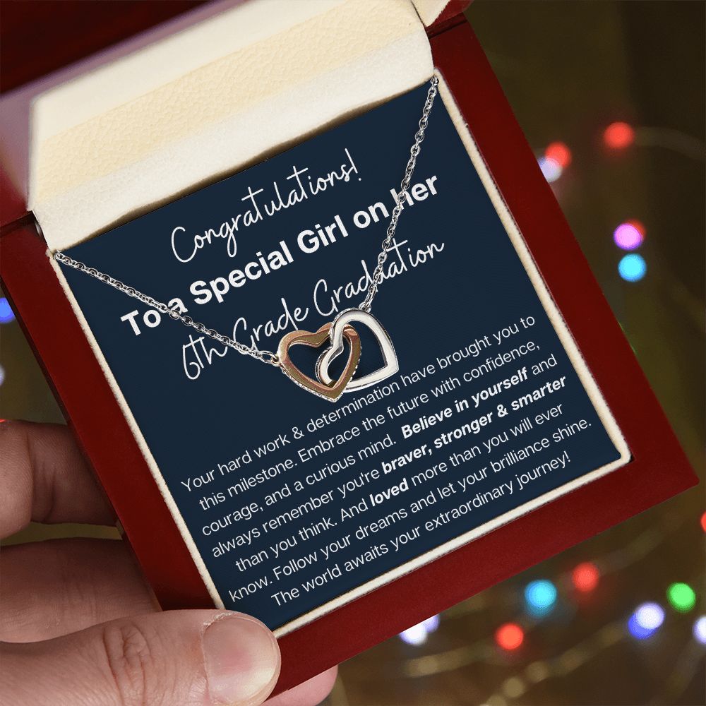 6th Grade Graduation gift for daughter niece heart necklace
