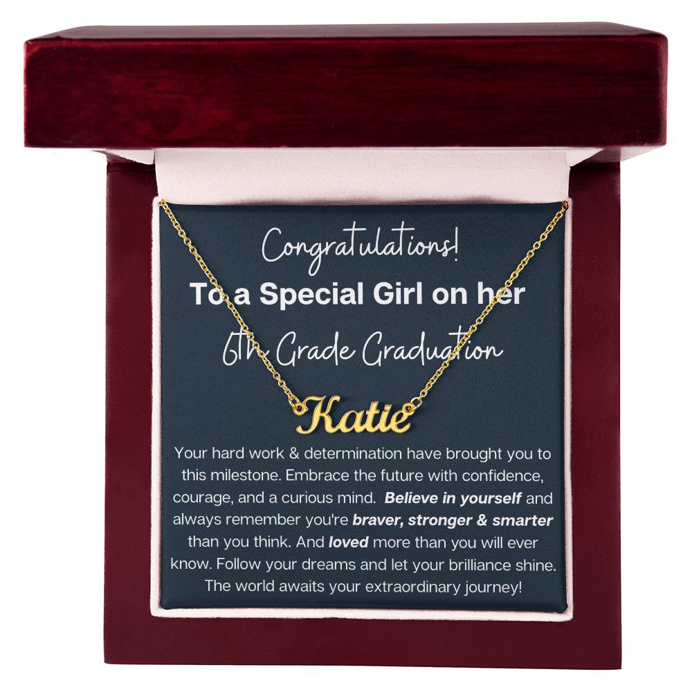 Personalized 6th Grade Custom Name Necklace Graduation Gift