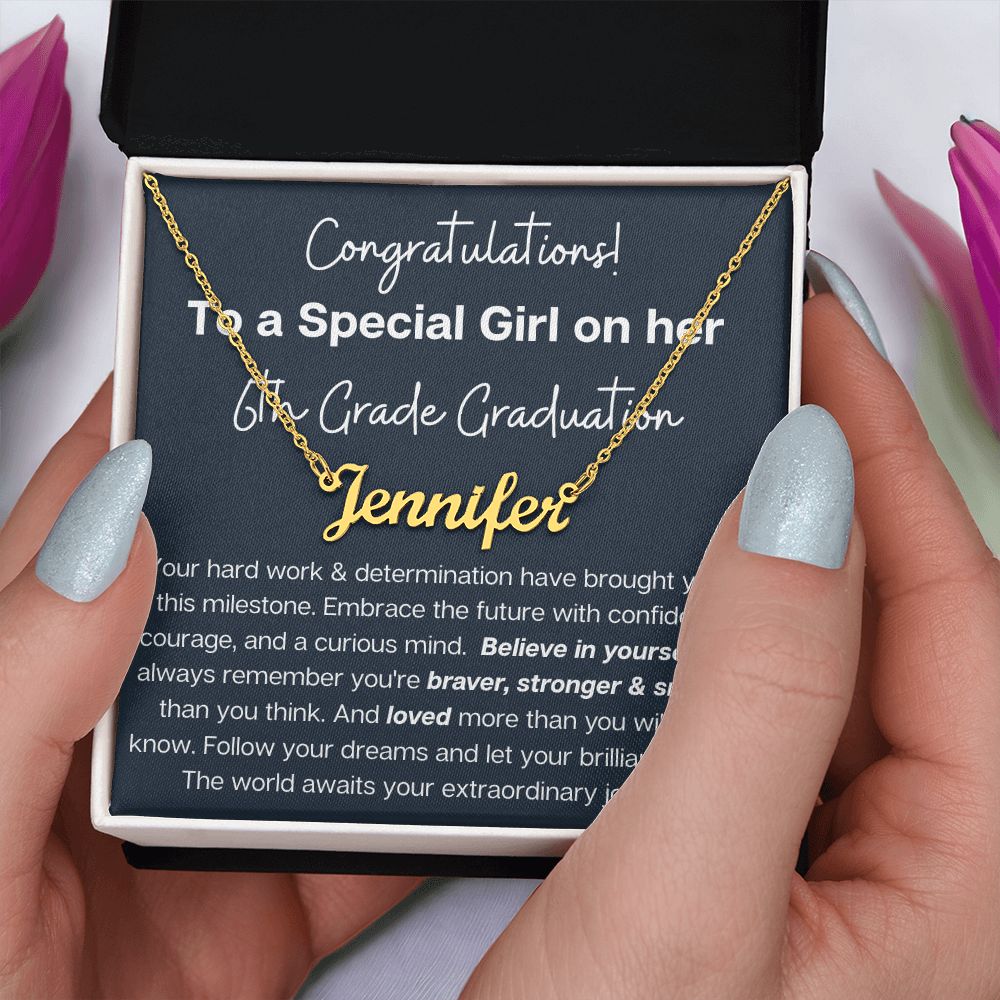 Personalized 6th Grade Custom Name Necklace Graduation Gift