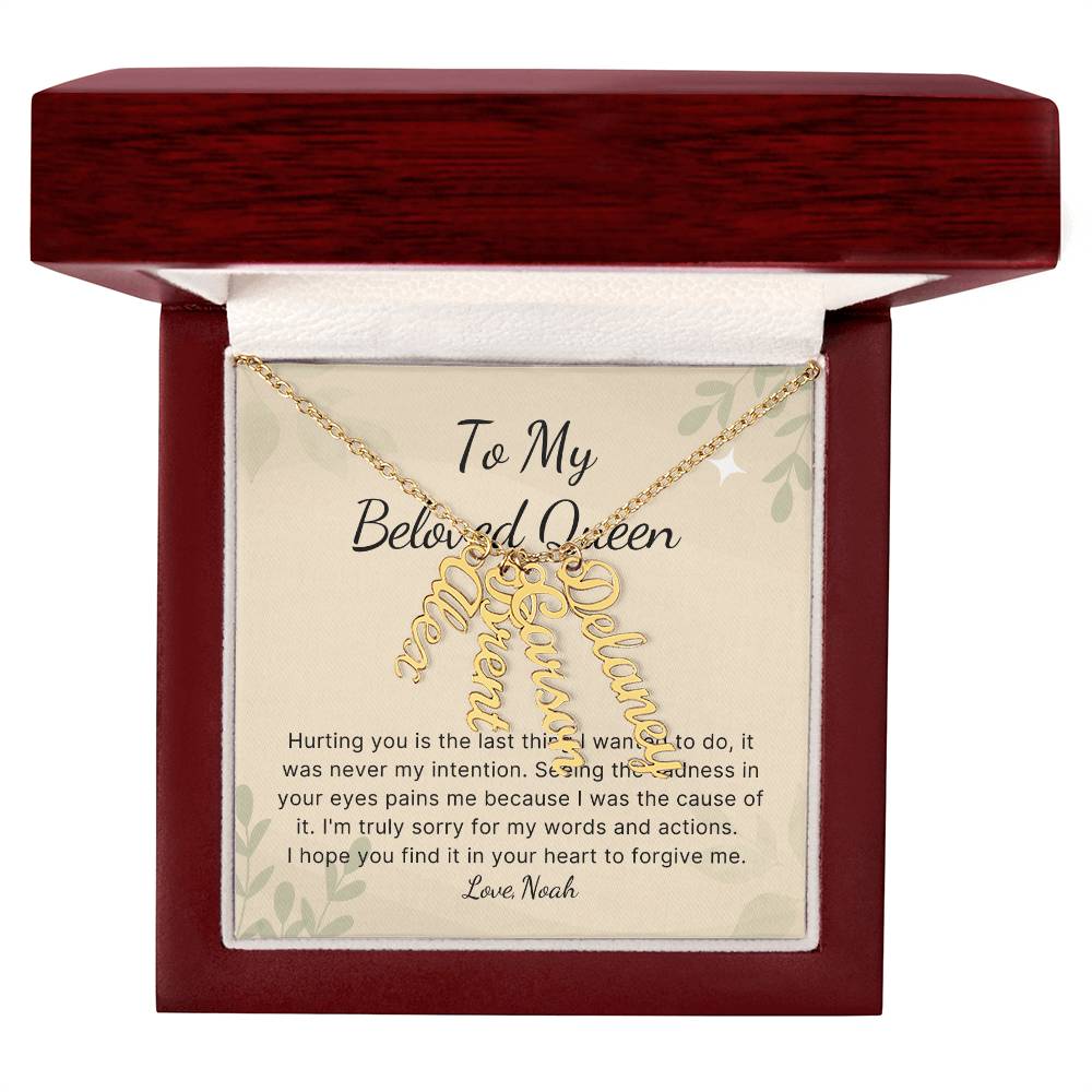 Personalized Vertical Name Necklace apology gift for wife or girlfriend