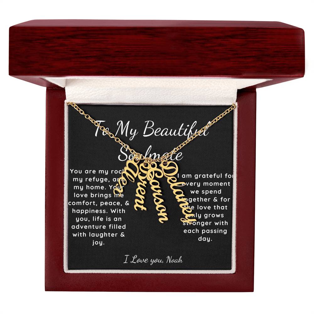 Personalized Soulmate Vertical Name Necklace for wife girlfriend gift