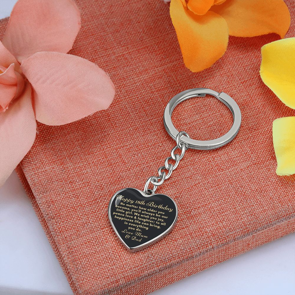 18th Happy birthday keychain gift for daughter from Mum and Dad