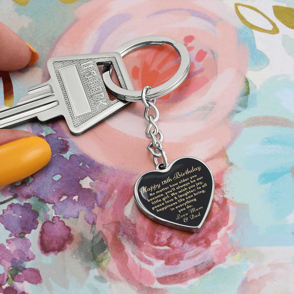18th Happy birthday keychain gift for daughter from Mum and Dad