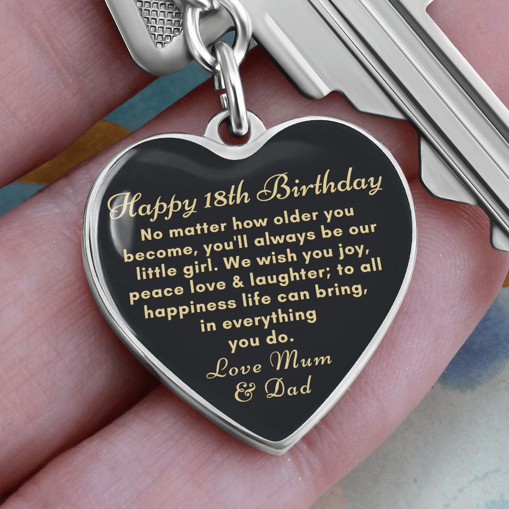 18th Happy birthday keychain gift for daughter from Mum and Dad