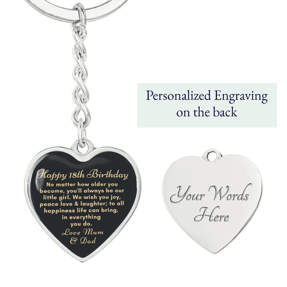 18th Happy birthday keychain gift for daughter from Mum and Dad