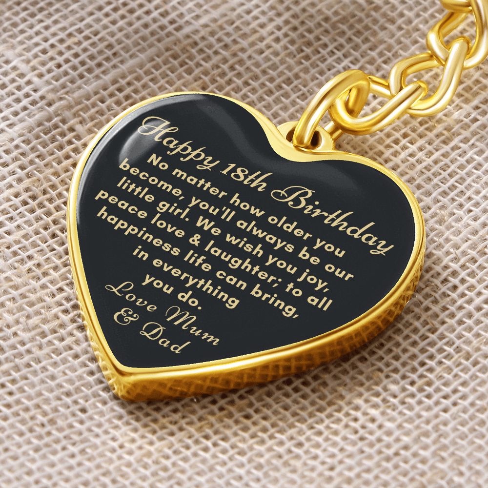 18th Happy birthday keychain gift for daughter from Mum and Dad