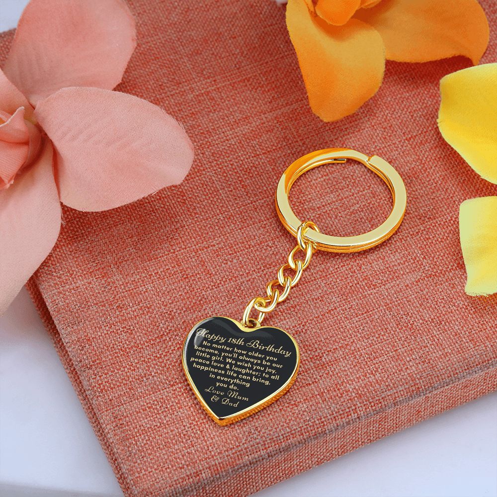18th Happy birthday keychain gift for daughter from Mum and Dad