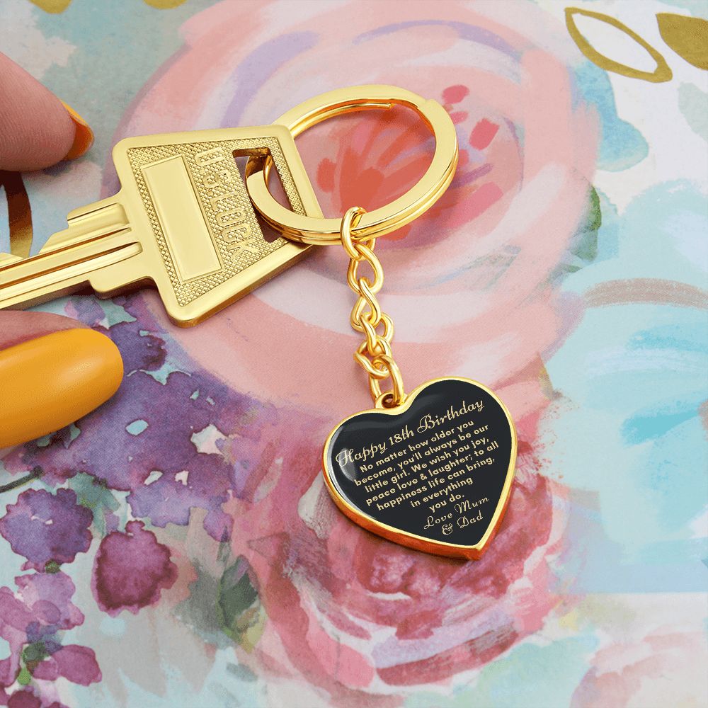 18th Happy birthday keychain gift for daughter from Mum and Dad