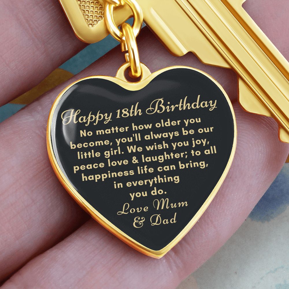 18th Happy birthday keychain gift for daughter from Mum and Dad