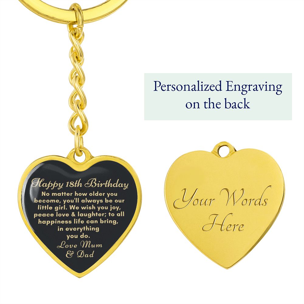 18th Happy birthday keychain gift for daughter from Mum and Dad