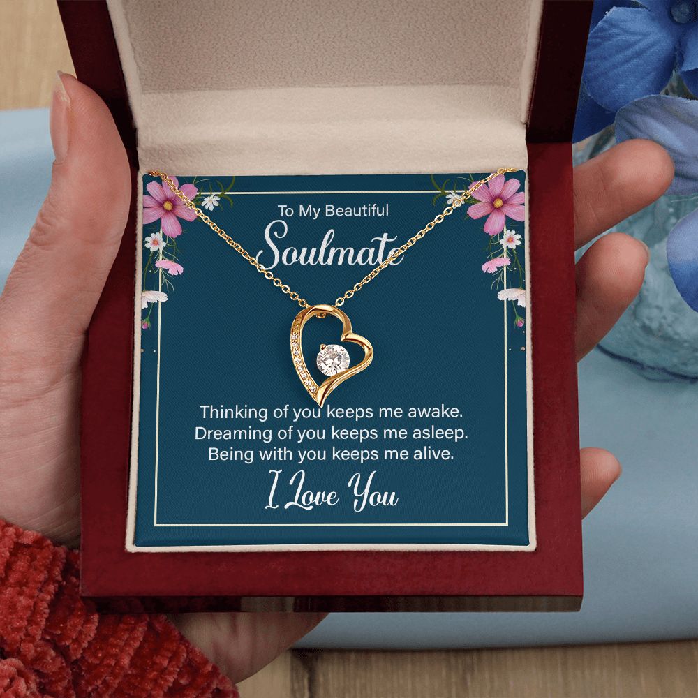 To My Soulmate wife girlfriend heart necklace