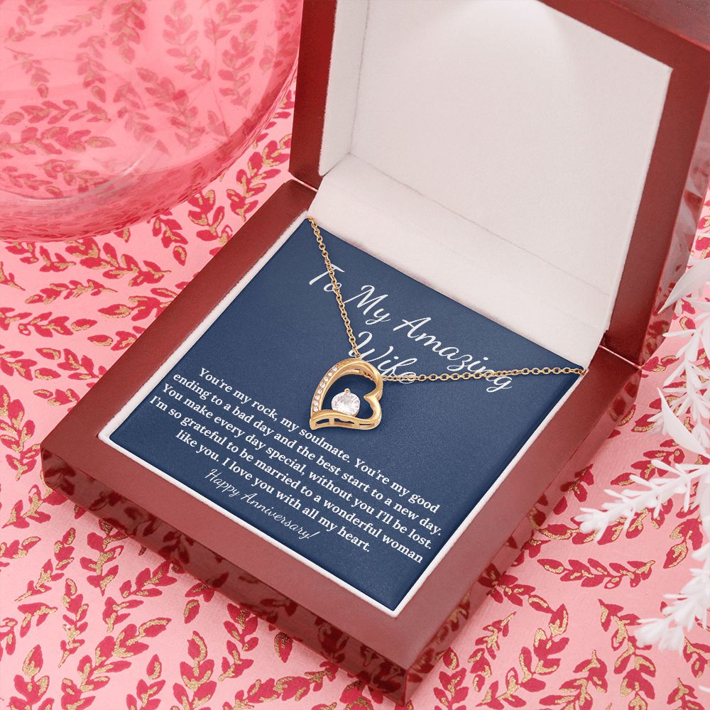 Forever Loving Happy Anniversary necklace gift for wife