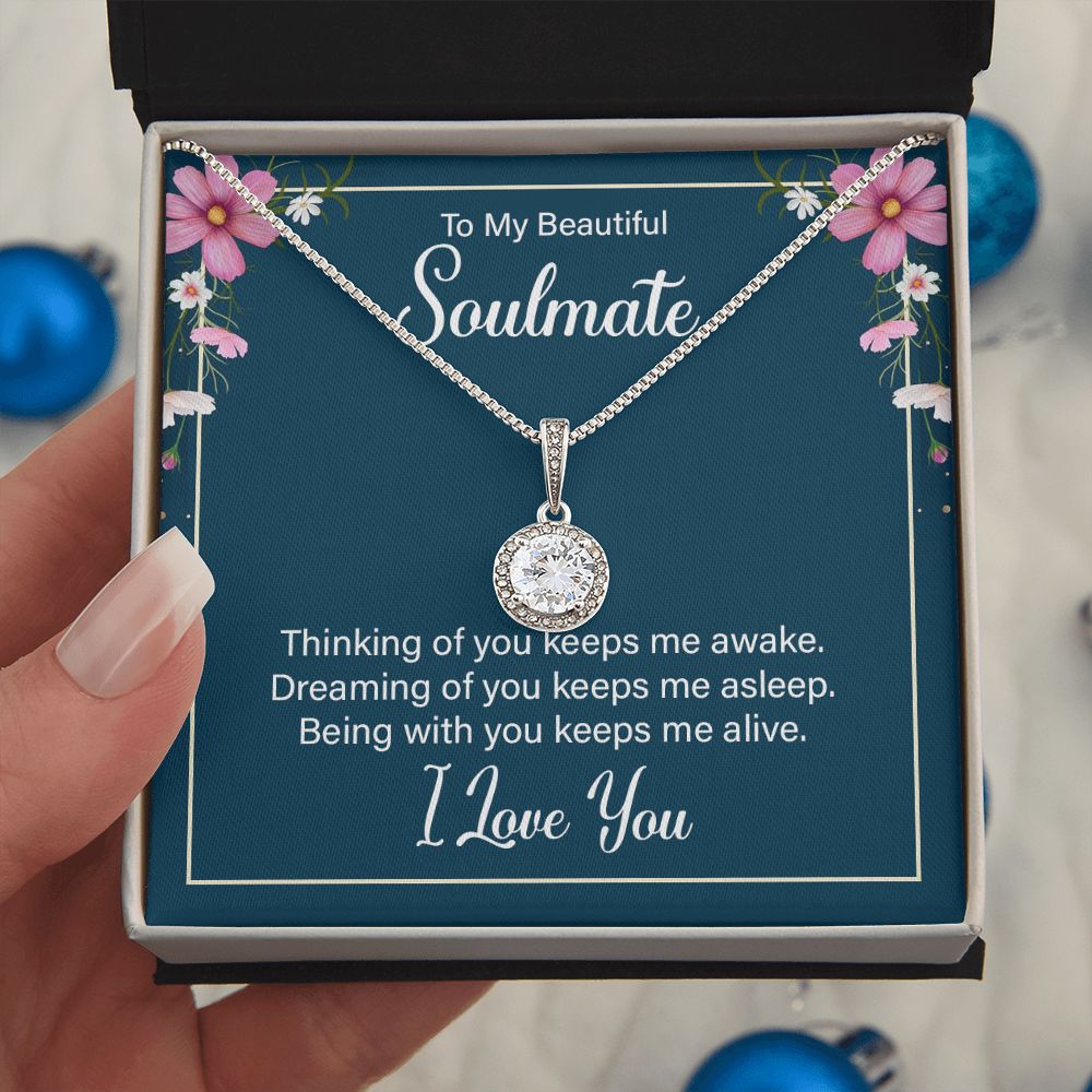 To my soulmate I love you necklace gift for wife girlfriend birthday anniversary valentines day Christmas