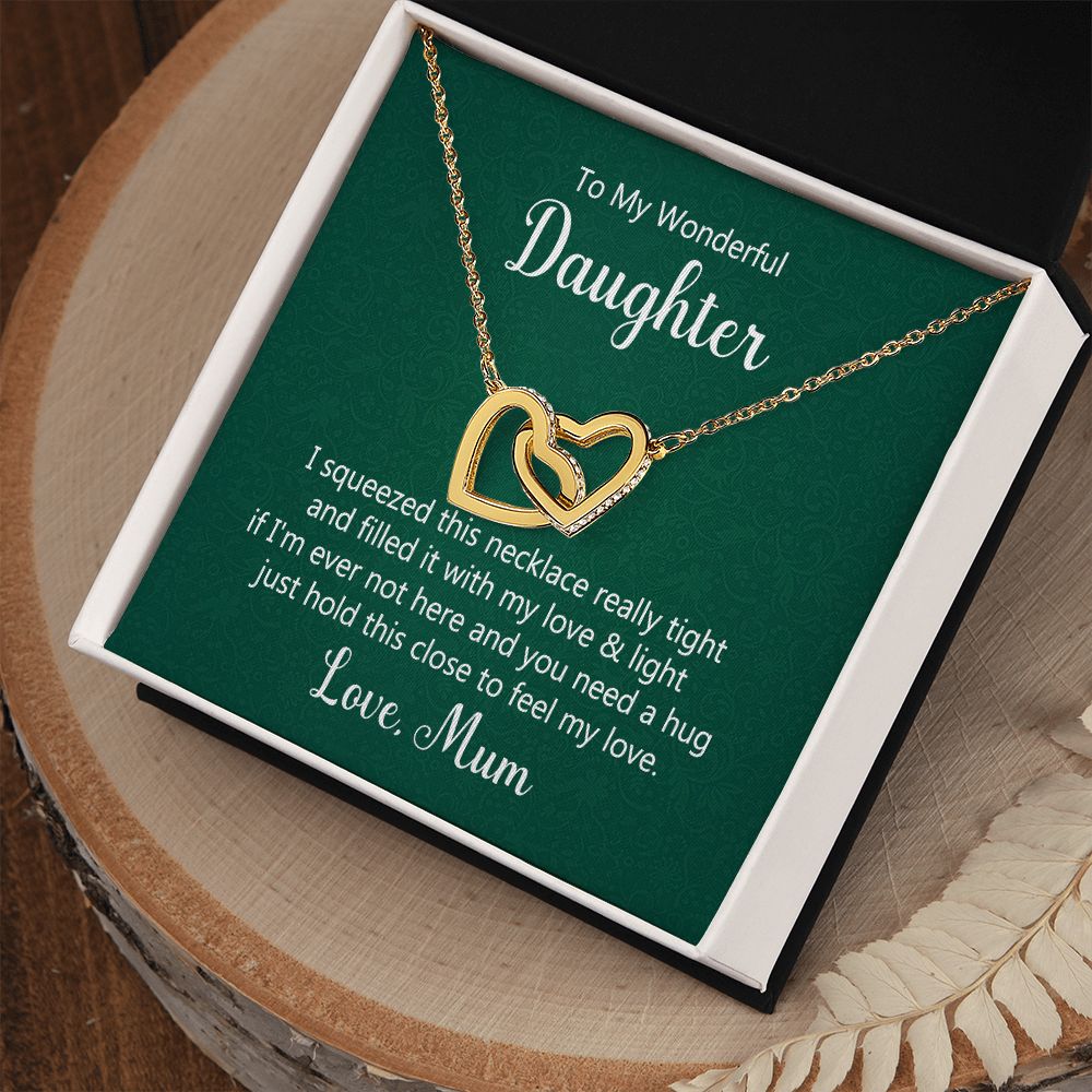Daughter Mother interlocking heart necklace