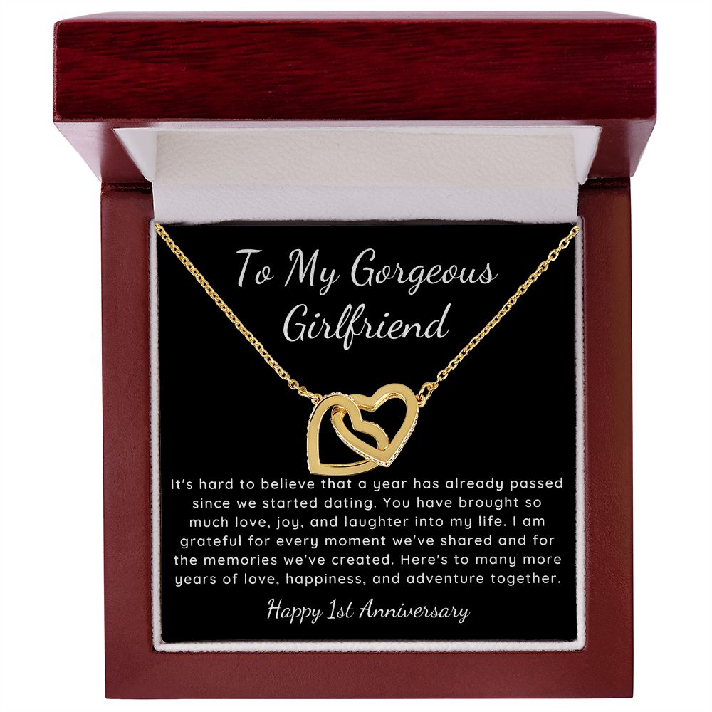 1 year dating anniversary interlocking heart necklace
