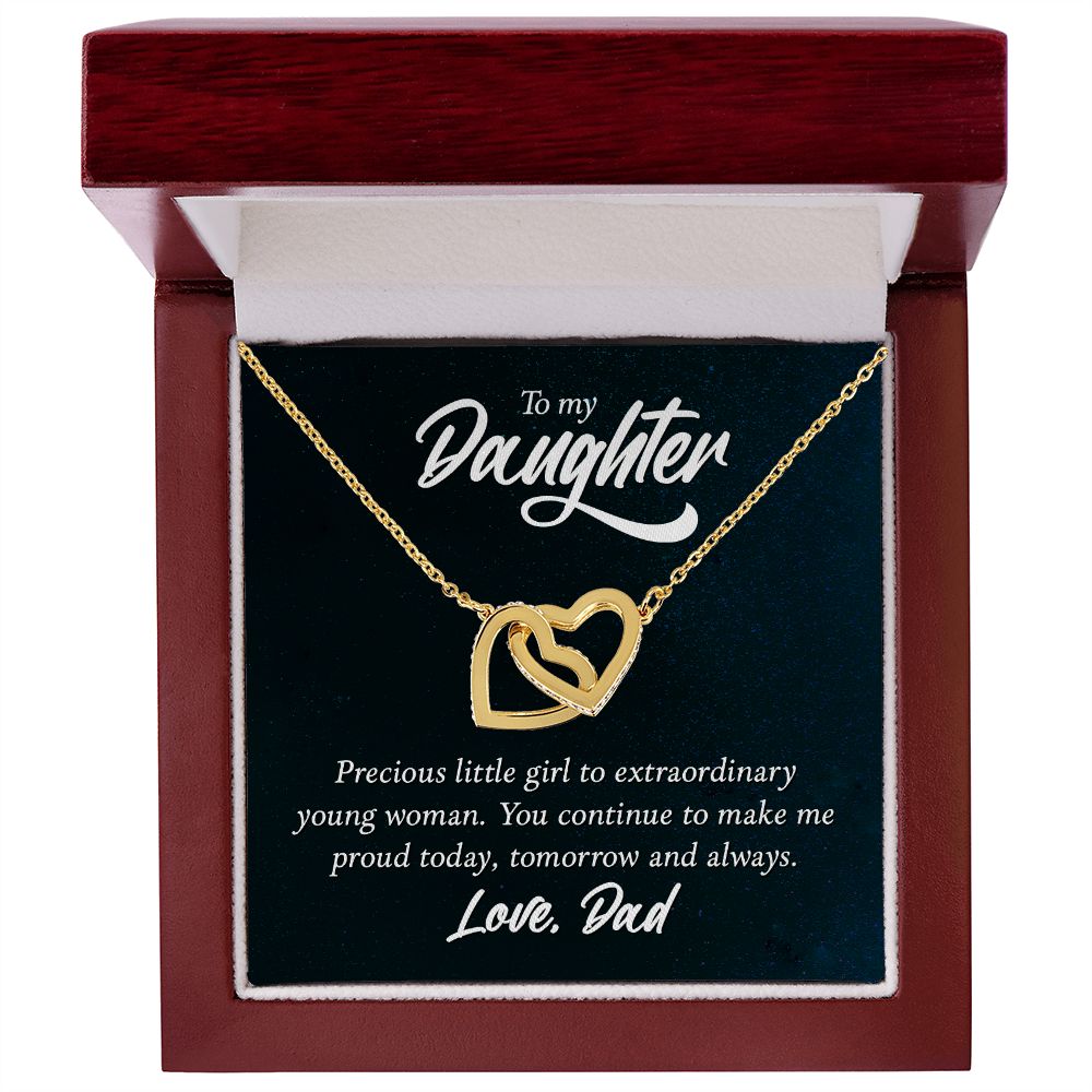 To my Daughter, Love Dad, heart Pendant Necklace Gift Message Card
