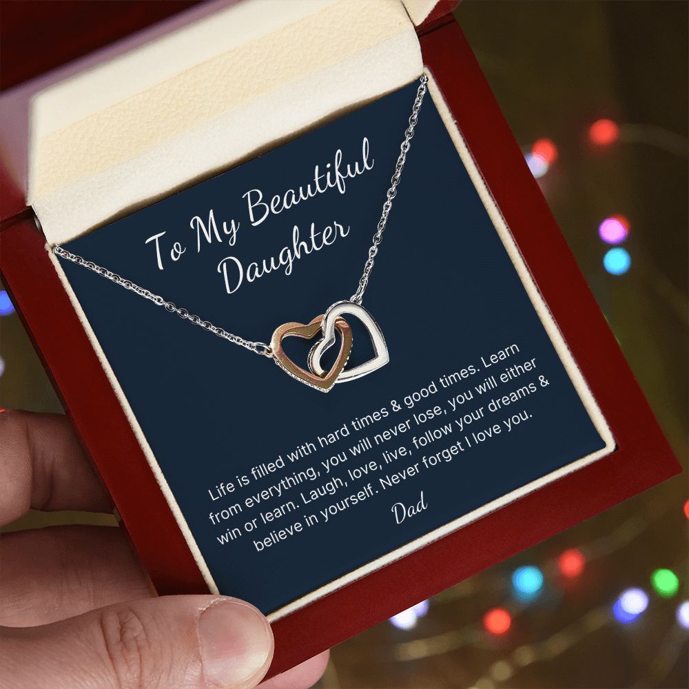 Daughter from dad heart necklace birthday Graduation Christmas gift
