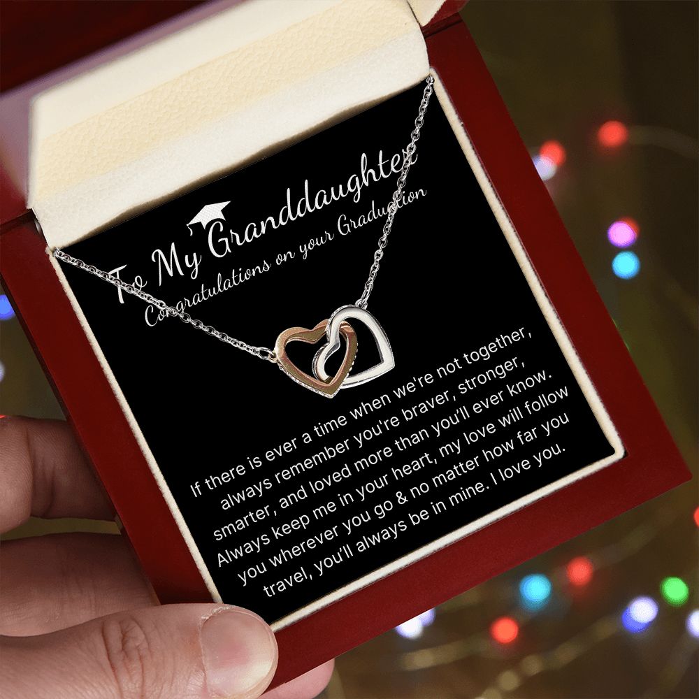 To my granddaughter heart graduation necklace gift