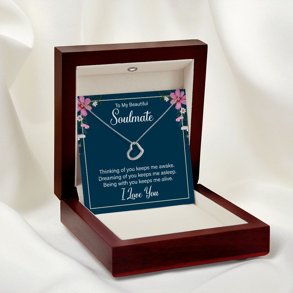 To My soulmate Delicate Heart Necklace for wife girlfriend
