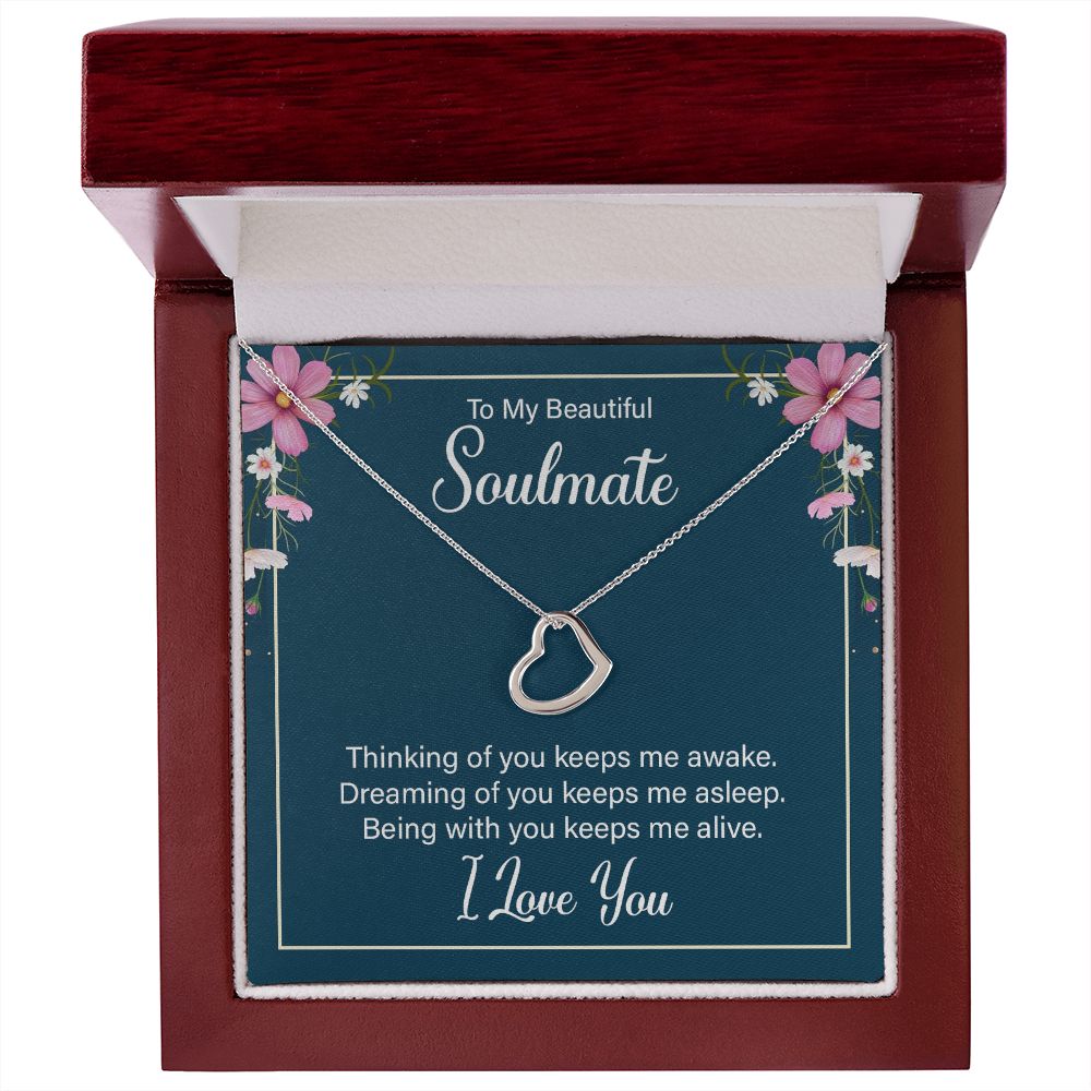 To My soulmate Delicate Heart Necklace for wife girlfriend