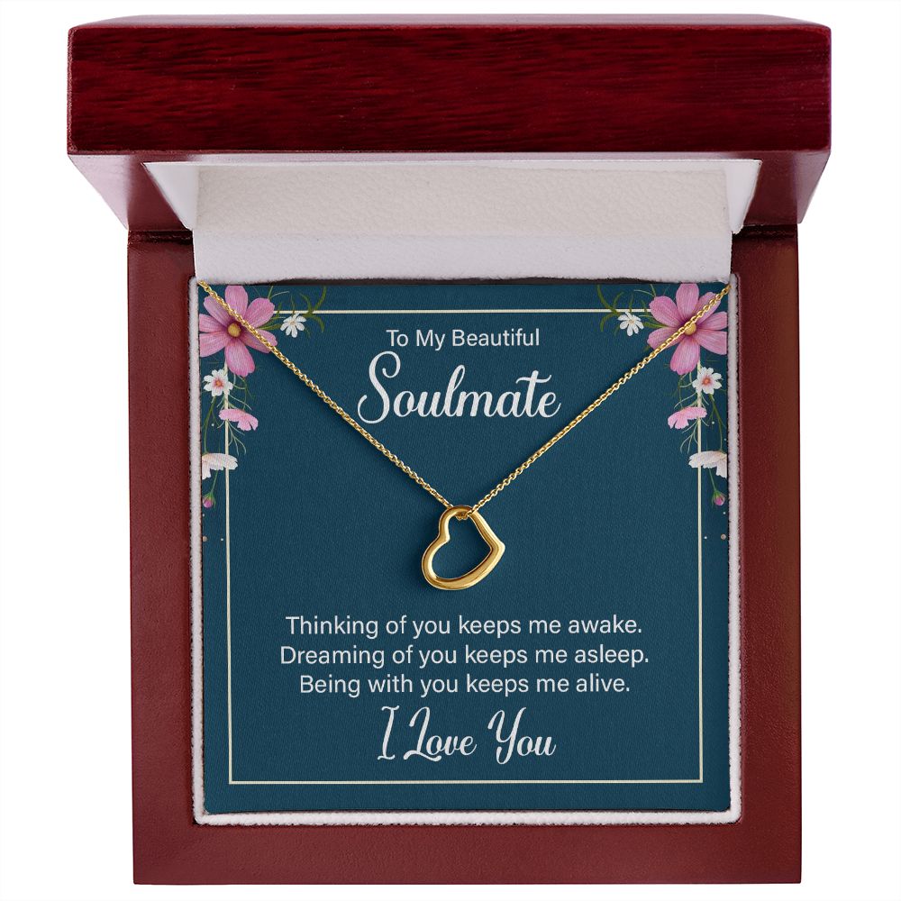 To My soulmate Delicate Heart Necklace for wife girlfriend