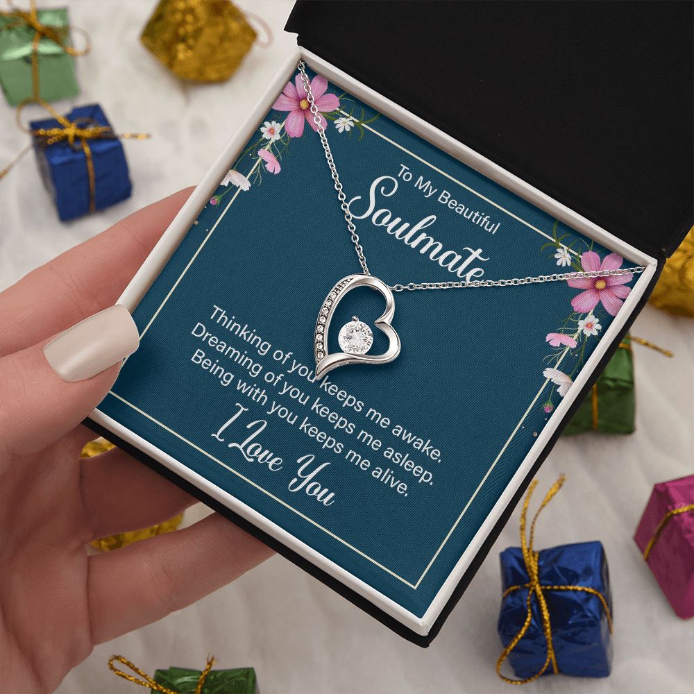 To My Soulmate wife girlfriend heart necklace