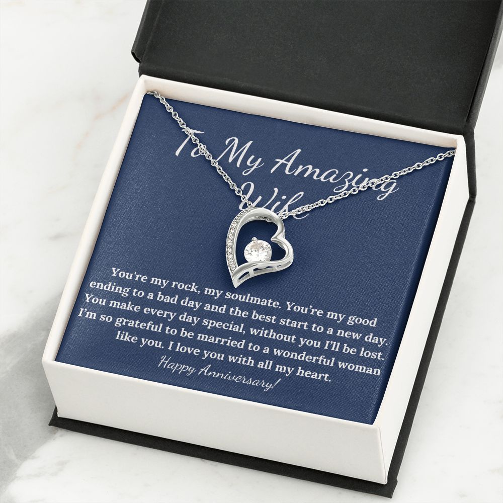 Forever Loving Happy Anniversary necklace gift for wife