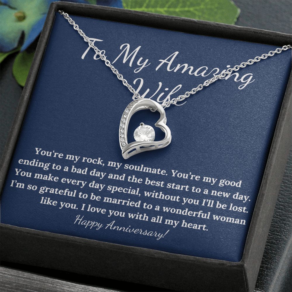 Forever Loving Happy Anniversary necklace gift for wife