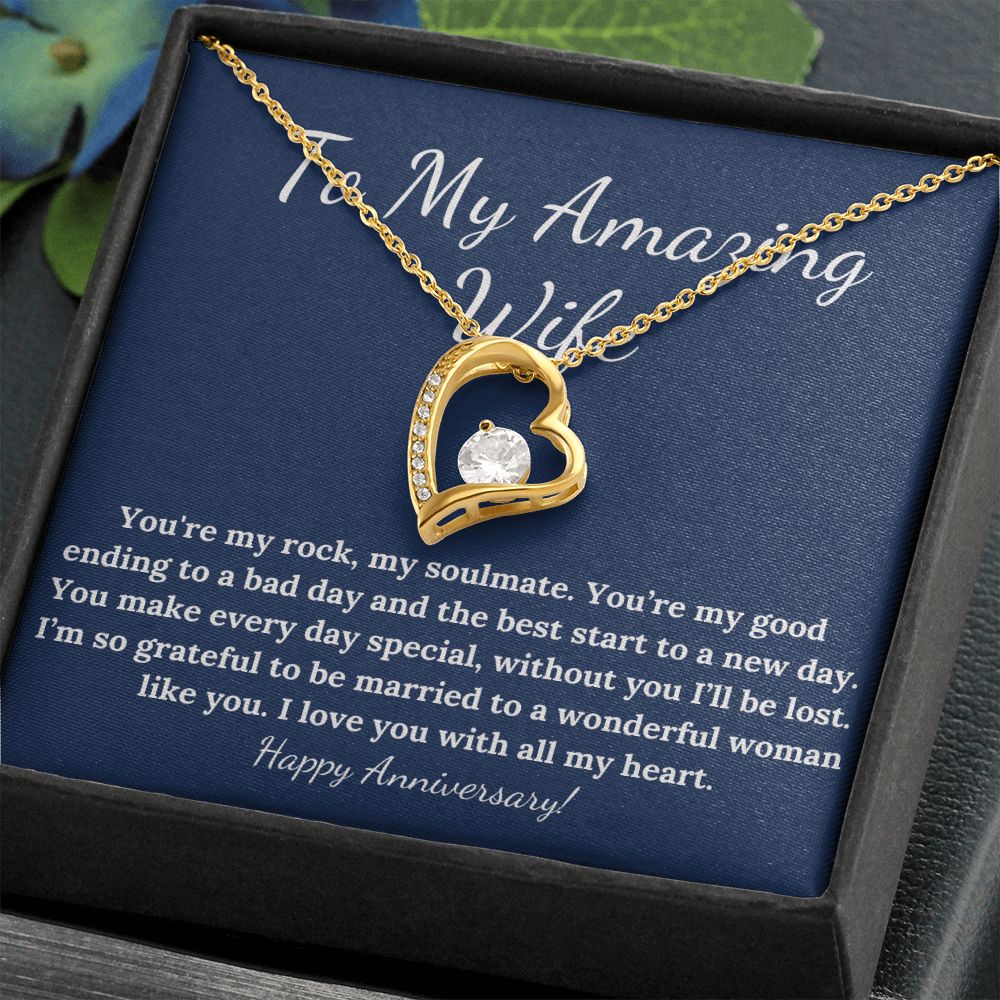 Forever Loving Happy Anniversary necklace gift for wife