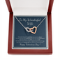 Interlocking hearts Valentines day necklace gift for wife