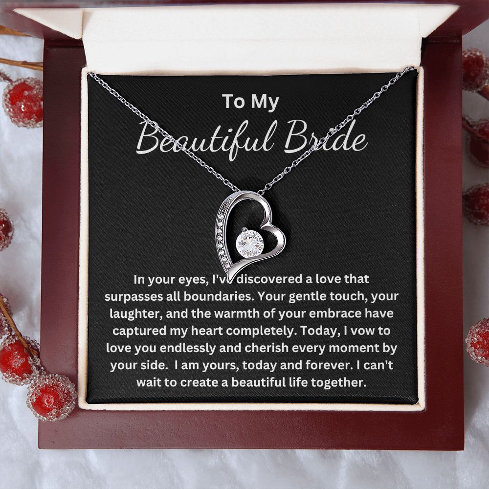 Heart necklace To My Bride Gift From Groom, Wedding Day Gift For Bride