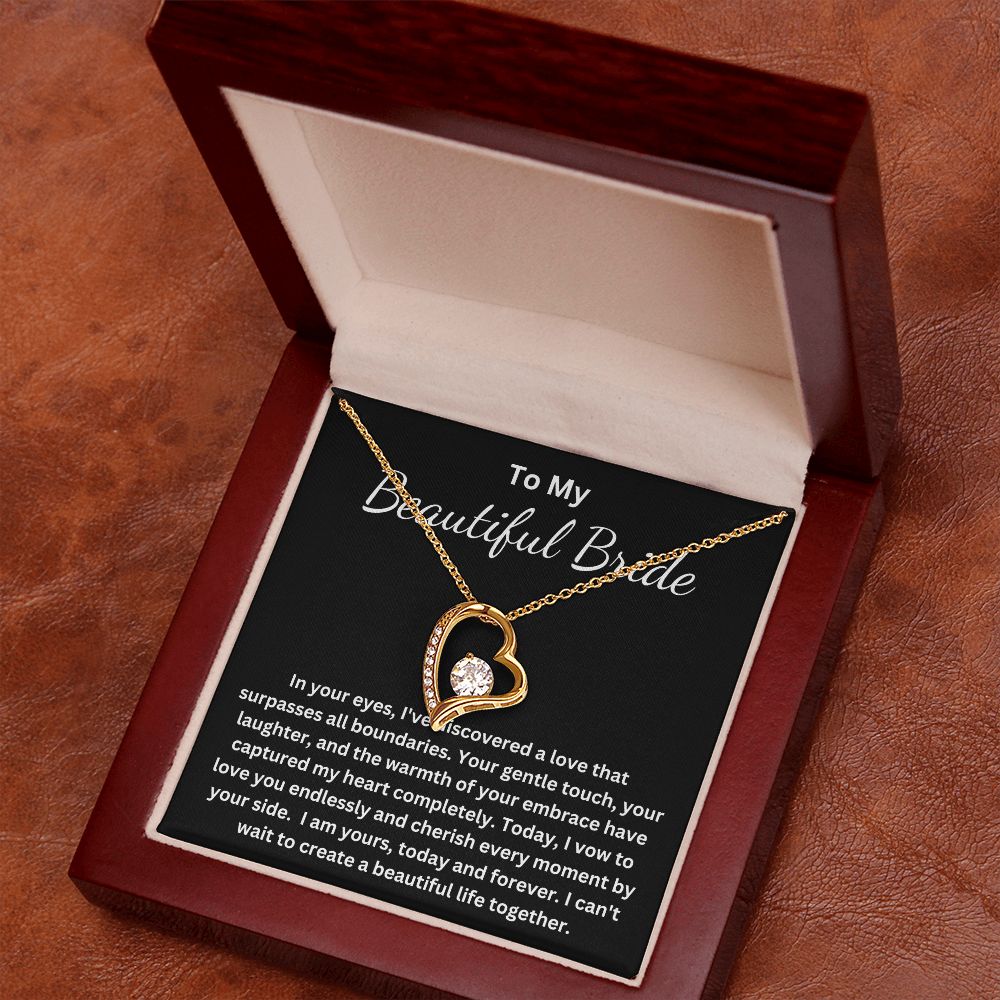 Heart necklace To My Bride Gift From Groom, Wedding Day Gift For Bride