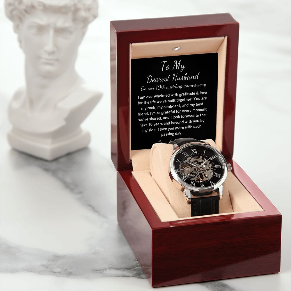 Personalized 10th Anniversary Custom watch gift for husband
