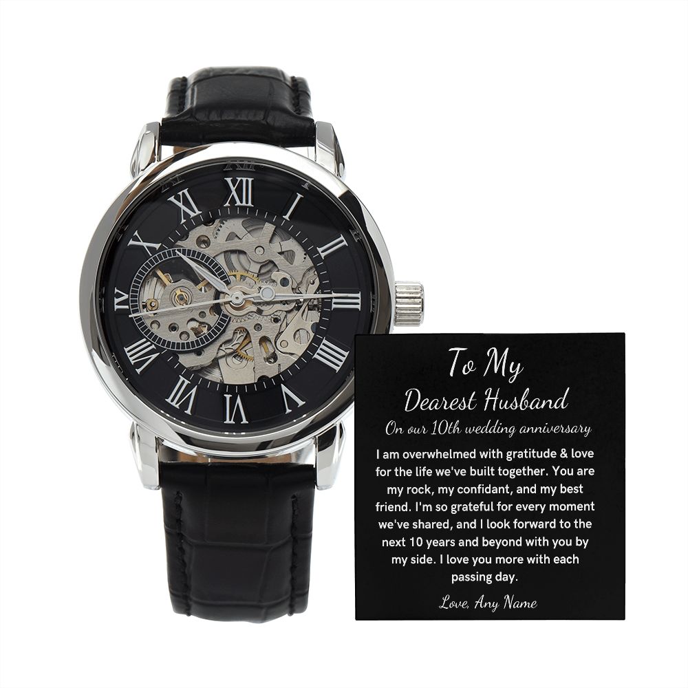 Personalized 10th Anniversary Custom watch gift for husband