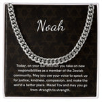 Personalized bar mitzvah Mazel Tov Cuban Link Chain gift for Grandson, Son, Nephew, Special boys