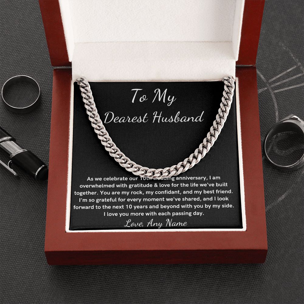 Personalized 10 year wedding anniversary gift for husband from wife