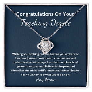 Personalized Teacher Graduation Love Knot necklace Gift For Her