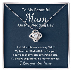 Personalized Mother of the bride Love Knot necklace gift