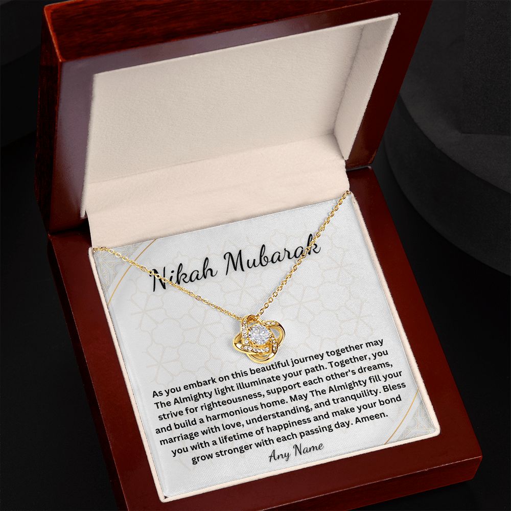 Love Knot Personalized Nikah Mubarak necklace gift