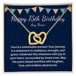 Personalized happy 75th birthday heart necklace for friend