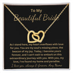 Personalized Interlocking Heart necklace To My Bride Wedding Day Gift From Groom