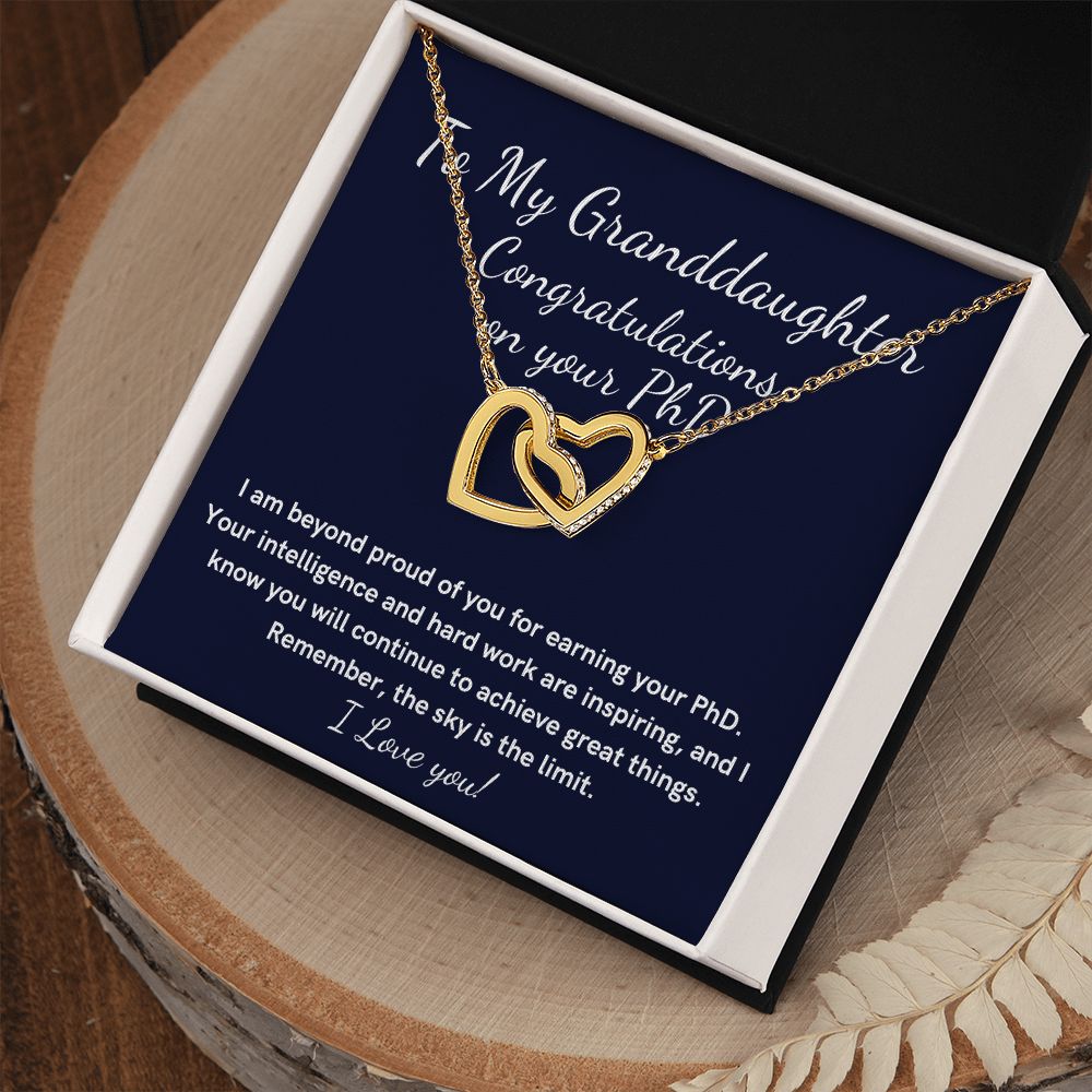 Granddaughter Phd graduation heart necklace gift