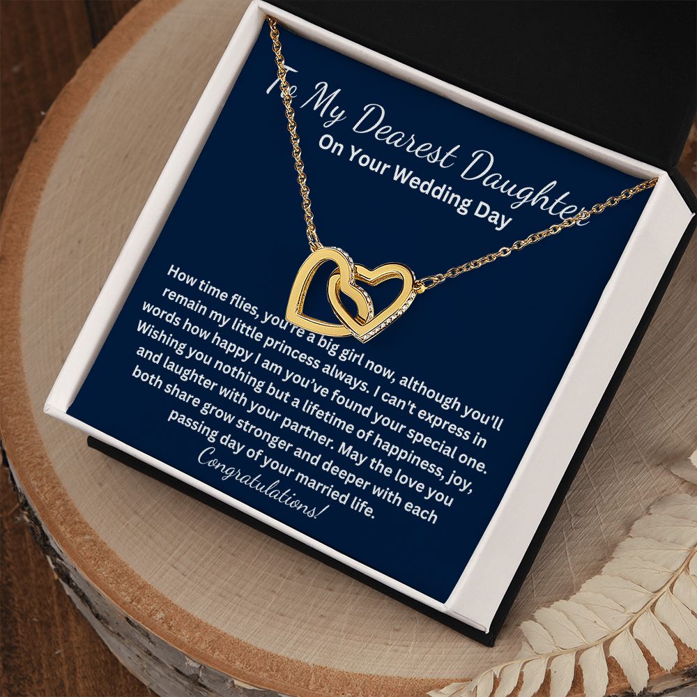 Interlocking heart necklace for daughter on her wedding day gift