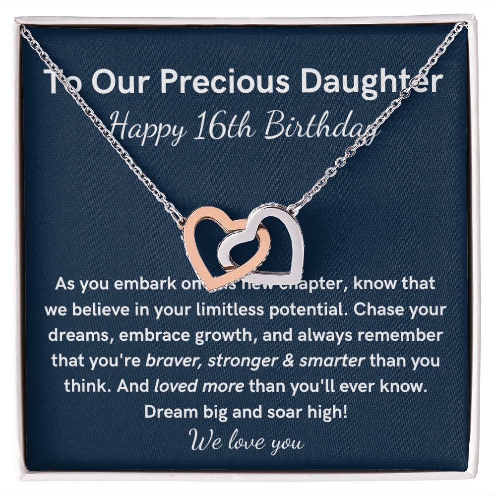 16th Birthday daughter heart necklace gift from Mum and Dad