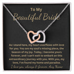 Personalized Interlocking Heart necklace To My Bride Wedding Day Gift From Groom
